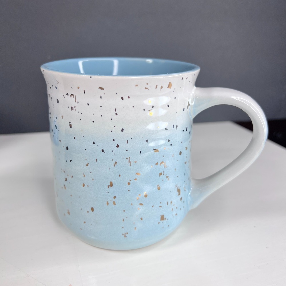 Sheffield Home Blue White Coffee Mug Gold Fleck Speckled Ceramic